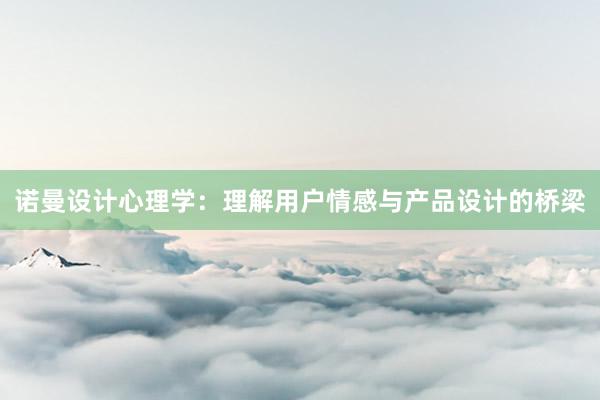 诺曼设计心理学：理解用户情感与产品设计的桥梁